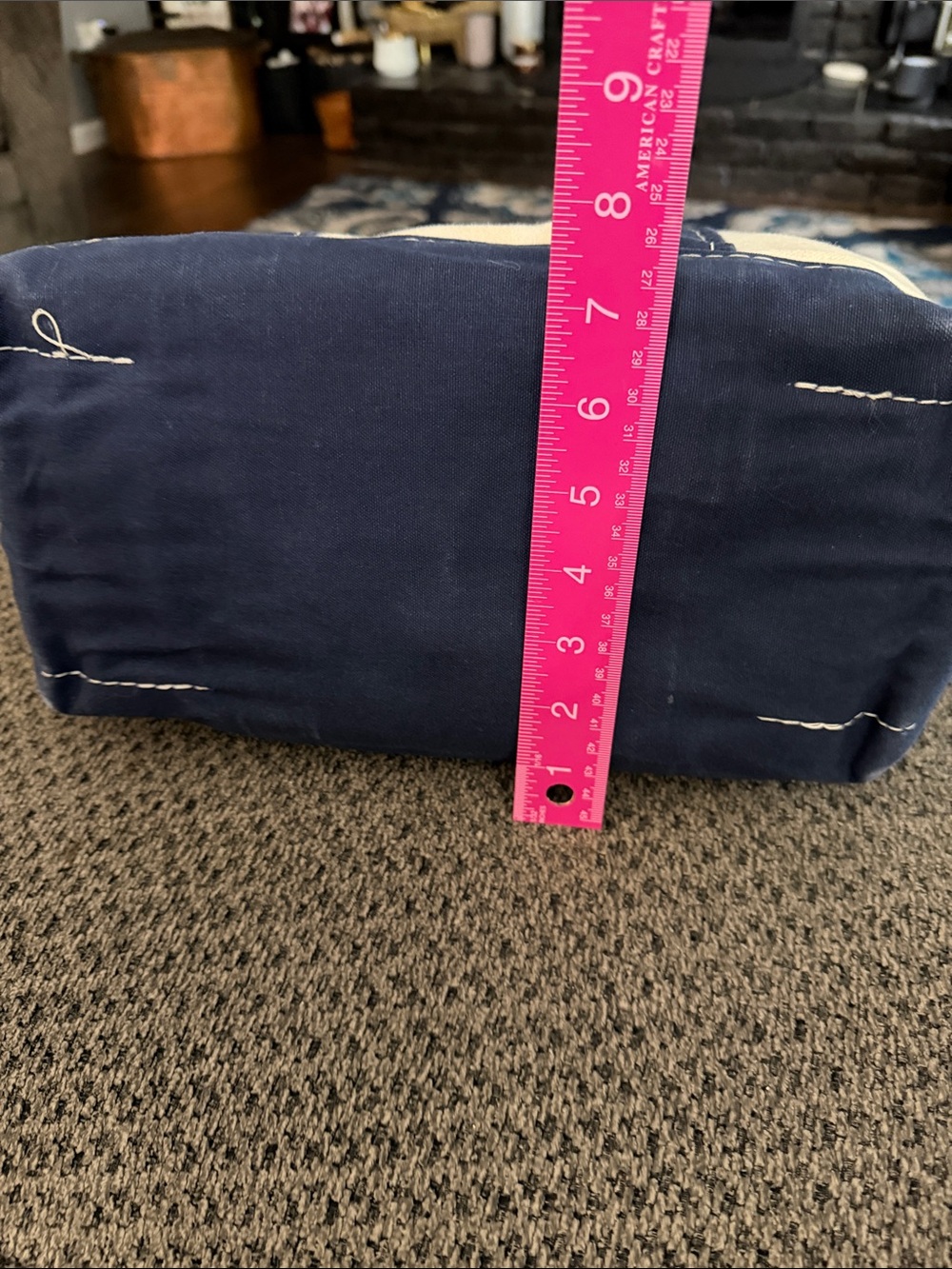 L.L. Bean Vtg Cream Canvas Tote with Navy Handles and Kellogg's Patch sack Em up - Picture 7 of 9